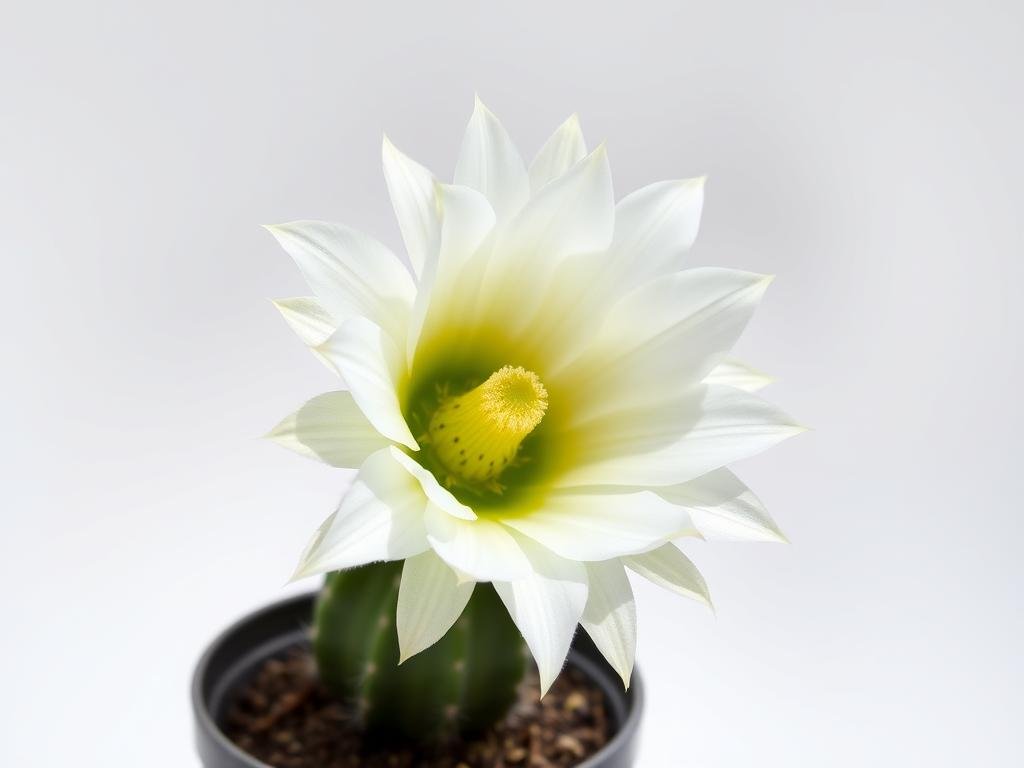 Cactus Echinopsis con una gran flor blanca abierta Cactus Echinopsis con una gran flor blanca abierta