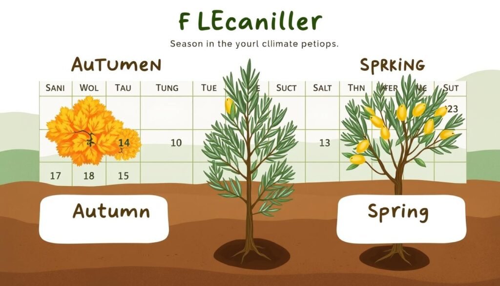 Calendario mostrando las mejores épocas para cómo plantar un olivo paso a paso Calendario mostrando las mejores épocas para cómo plantar un olivo paso a paso
