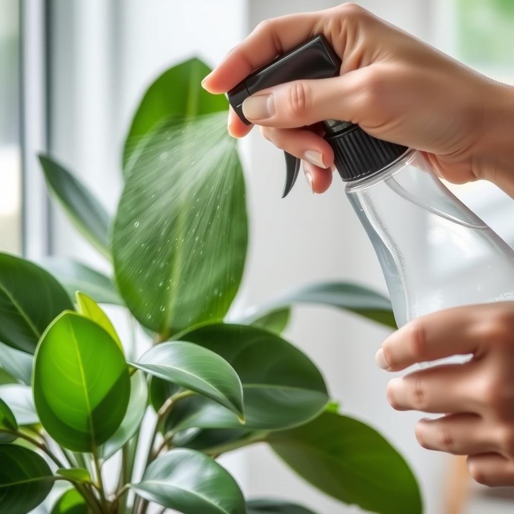 Control de humedad para ficus con pulverizador Control de humedad para ficus con pulverizador