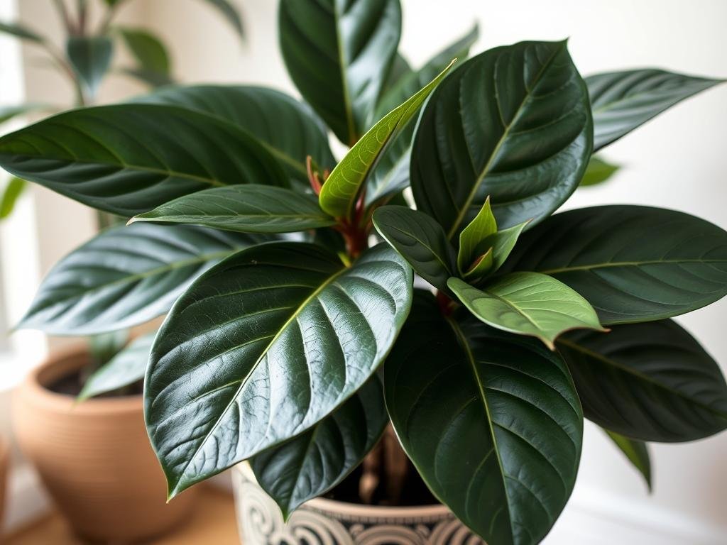 Ficus elastica con hojas grandes y brillantes Ficus elastica con hojas grandes y brillantes