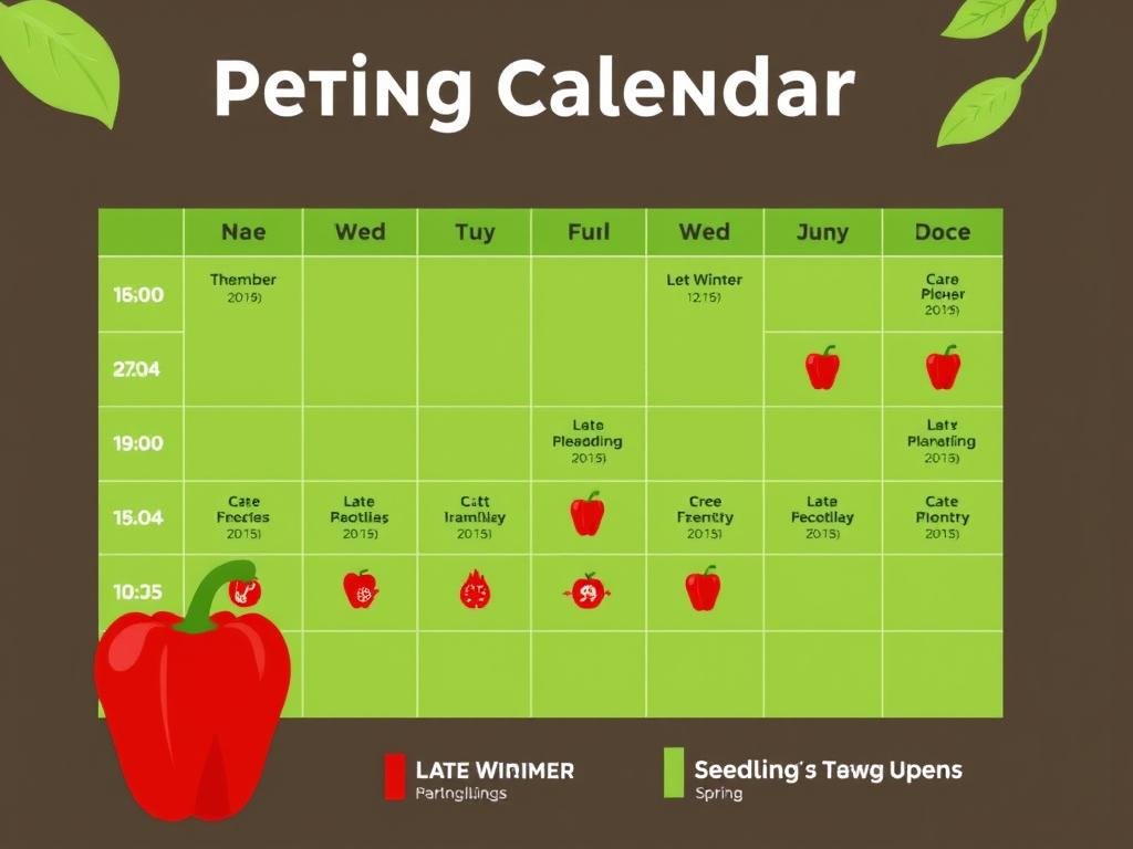 Calendario de siembra de pimientos mostrando las mejores épocas para sembrar según el clima Calendario de siembra de pimientos mostrando las mejores épocas para sembrar según el clima