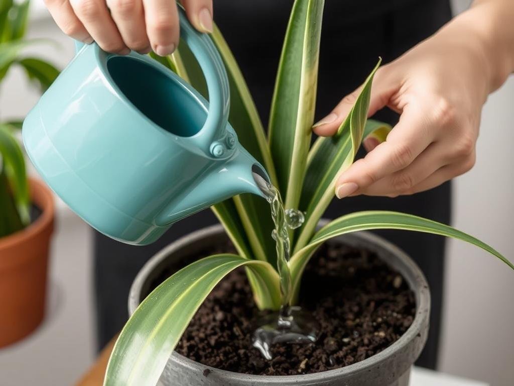 Demostración de la técnica correcta de riego para una drácena Demostración de la técnica correcta de riego para una drácena