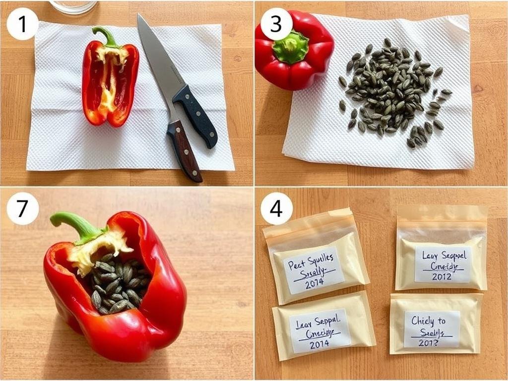 Proceso de extracción y secado de semillas de pimiento para guardar Proceso de extracción y secado de semillas de pimiento para guardar