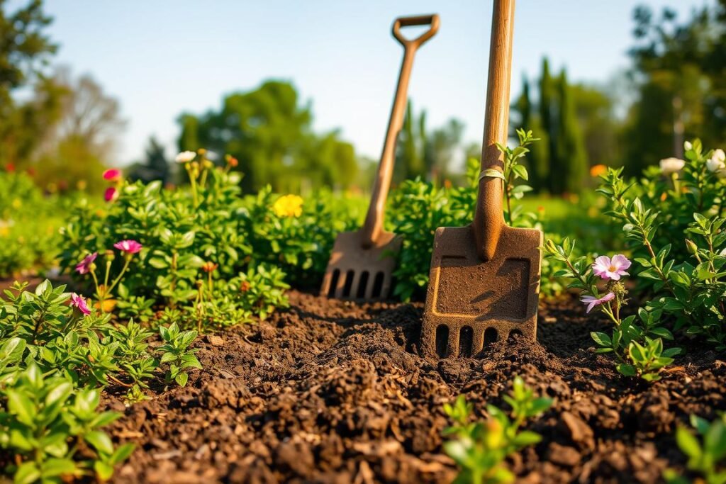 preparación del terreno para plantar granado